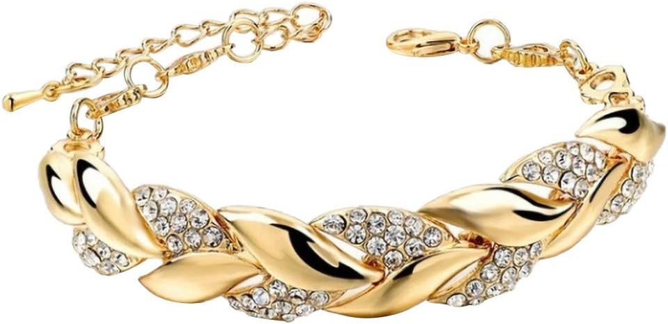 Kit Pulsera de Hojas Doradas & Collar Corazón de Diamante