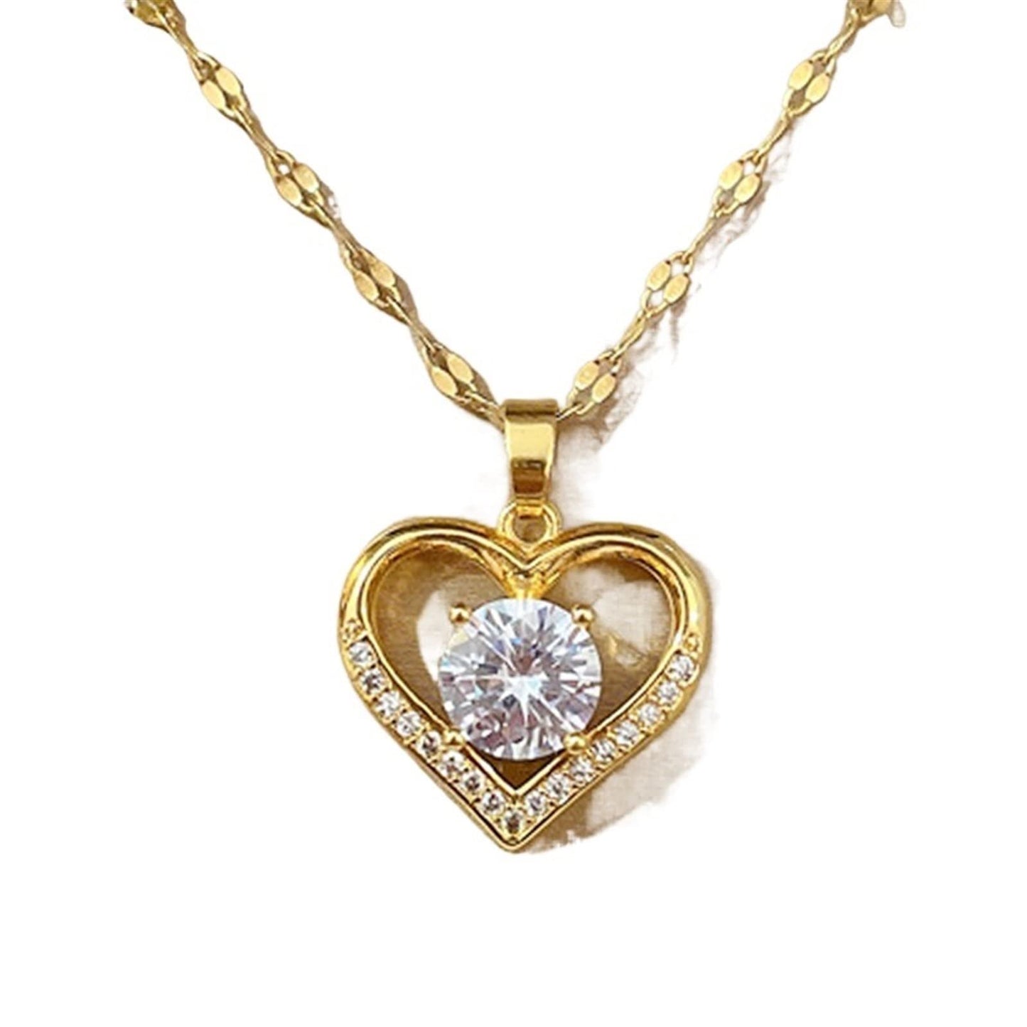 "Regalo del Corazón" Kit: Pulsera Oro rosado y Collar con Diamante.