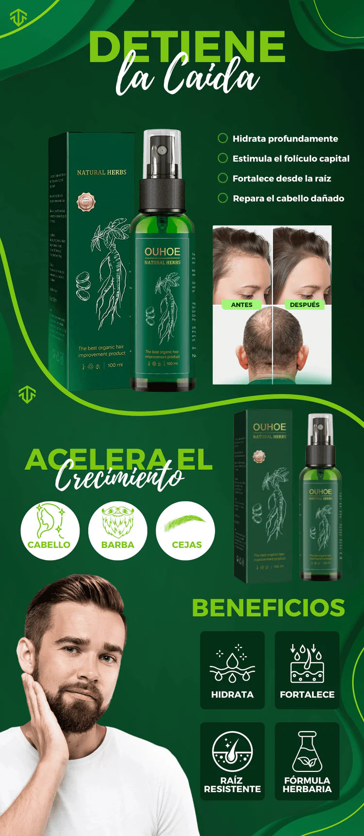 Spray de Ginseng para el Crecimiento del Cabello 100ml