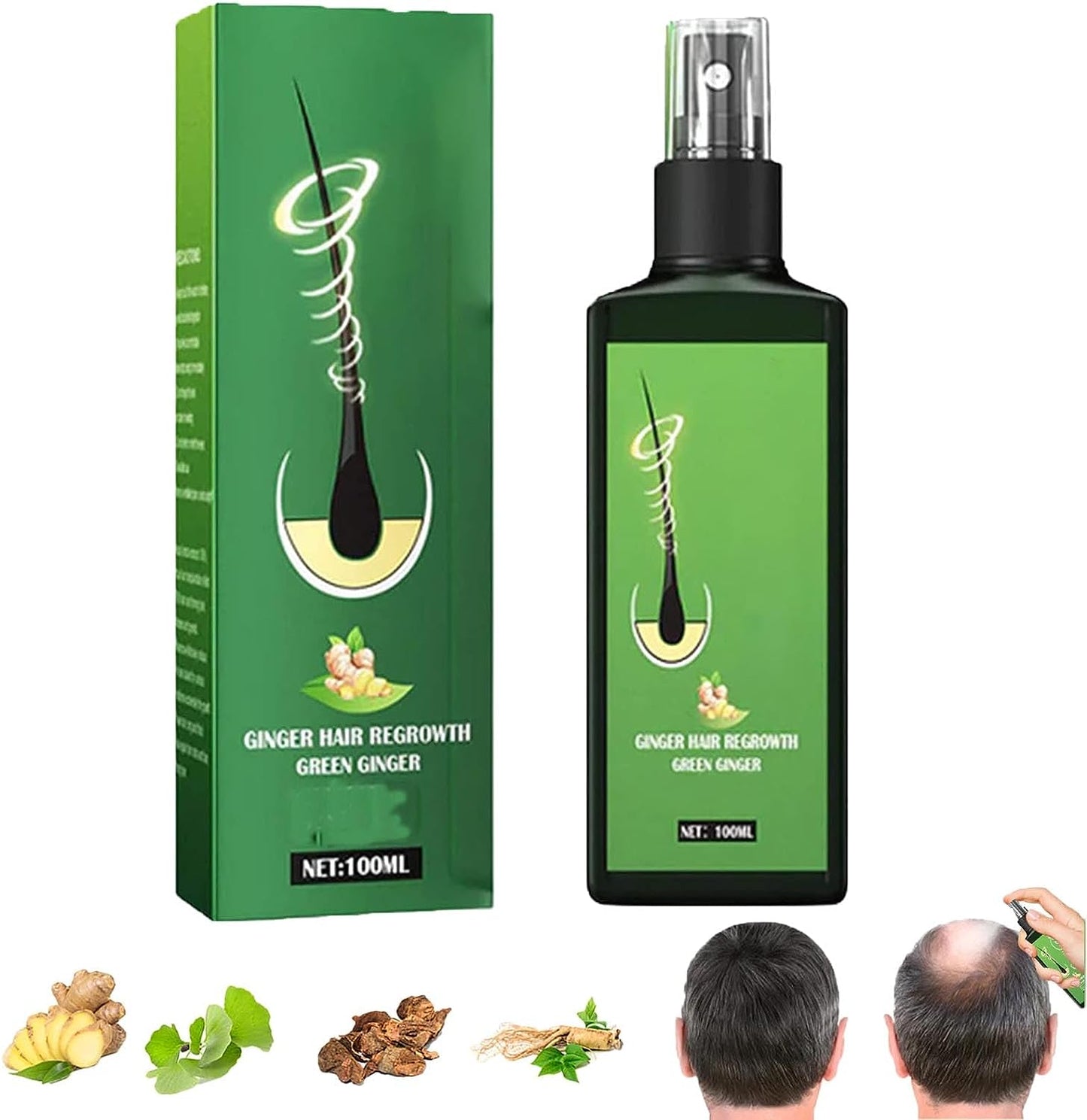 Kit: Champú para canas 500ml negro + Spray de Crecimiento del Cabello