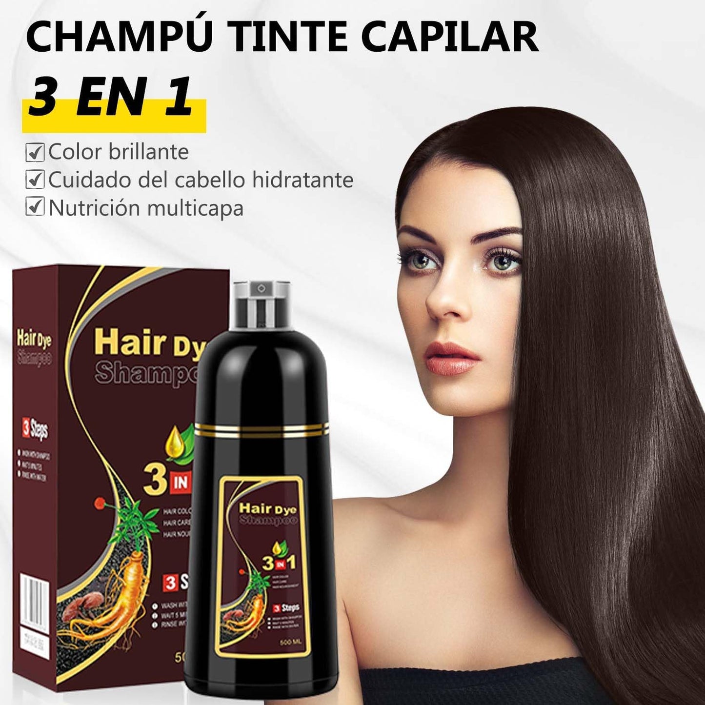 Kit: Champú para canas 500ml negro + Spray de Crecimiento del Cabello