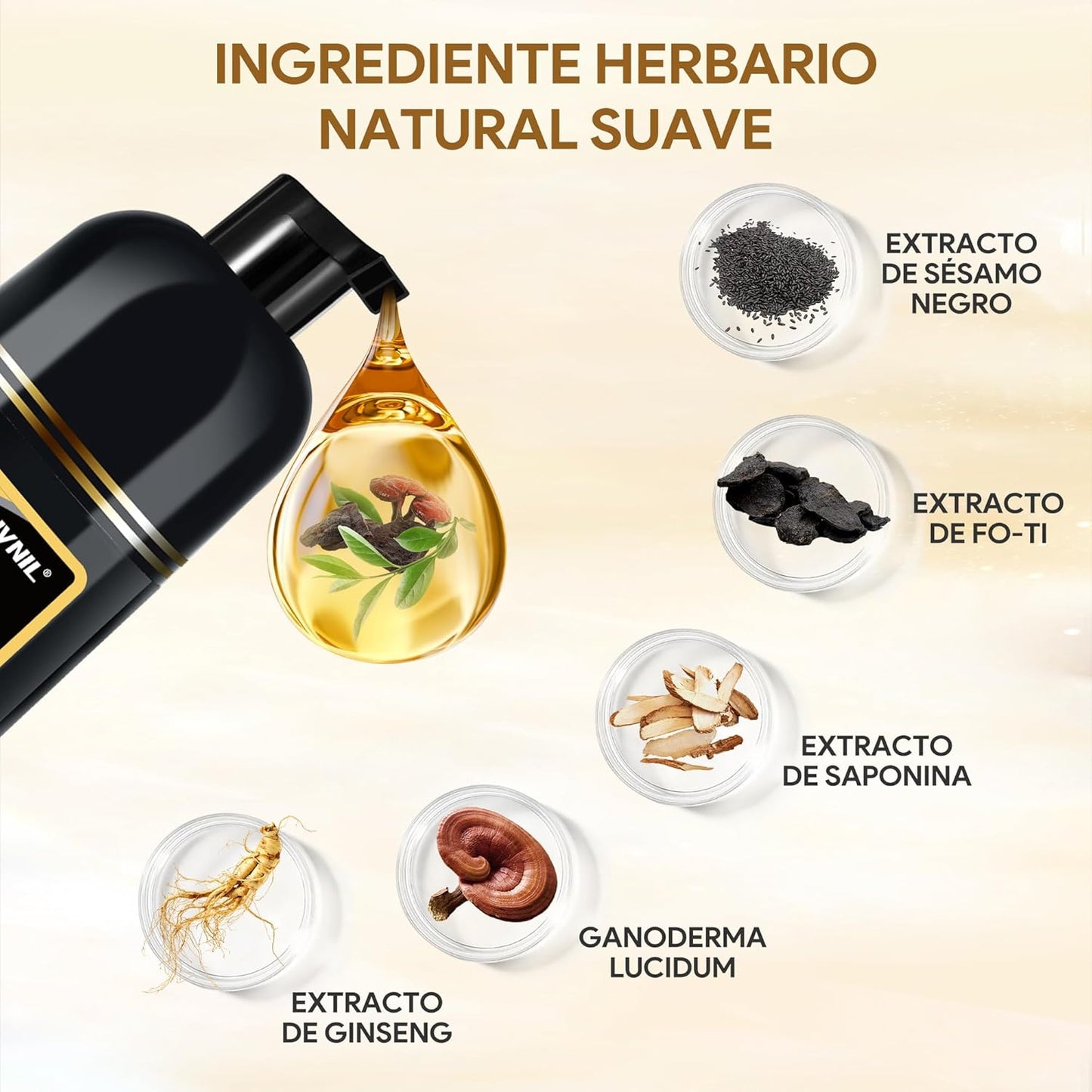 Kit: Champú para canas 500ml negro + Spray de Crecimiento del Cabello