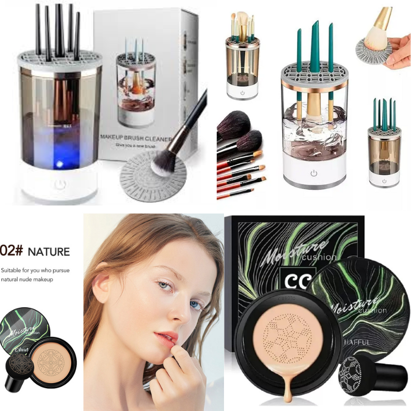 Kit de Maquillaje y Limpiador de Brochas Profesional