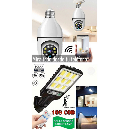 Kit Cámara de Seguridad y Luz LED con Sensor de Movimiento