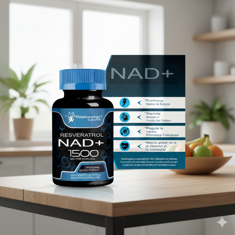 Suplemento liposomal NAD+ con Resveratrol-90 cápsulas para mujeres y hombres - 3 frascos
