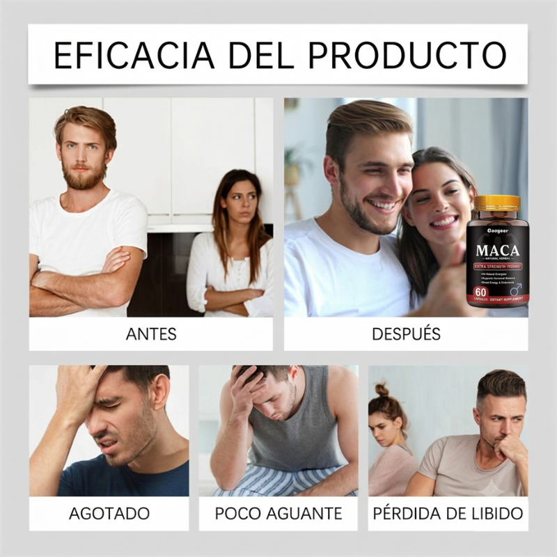 Suplemento de Maca 1900 mg Extra Fuerte - 60 Cápsulas