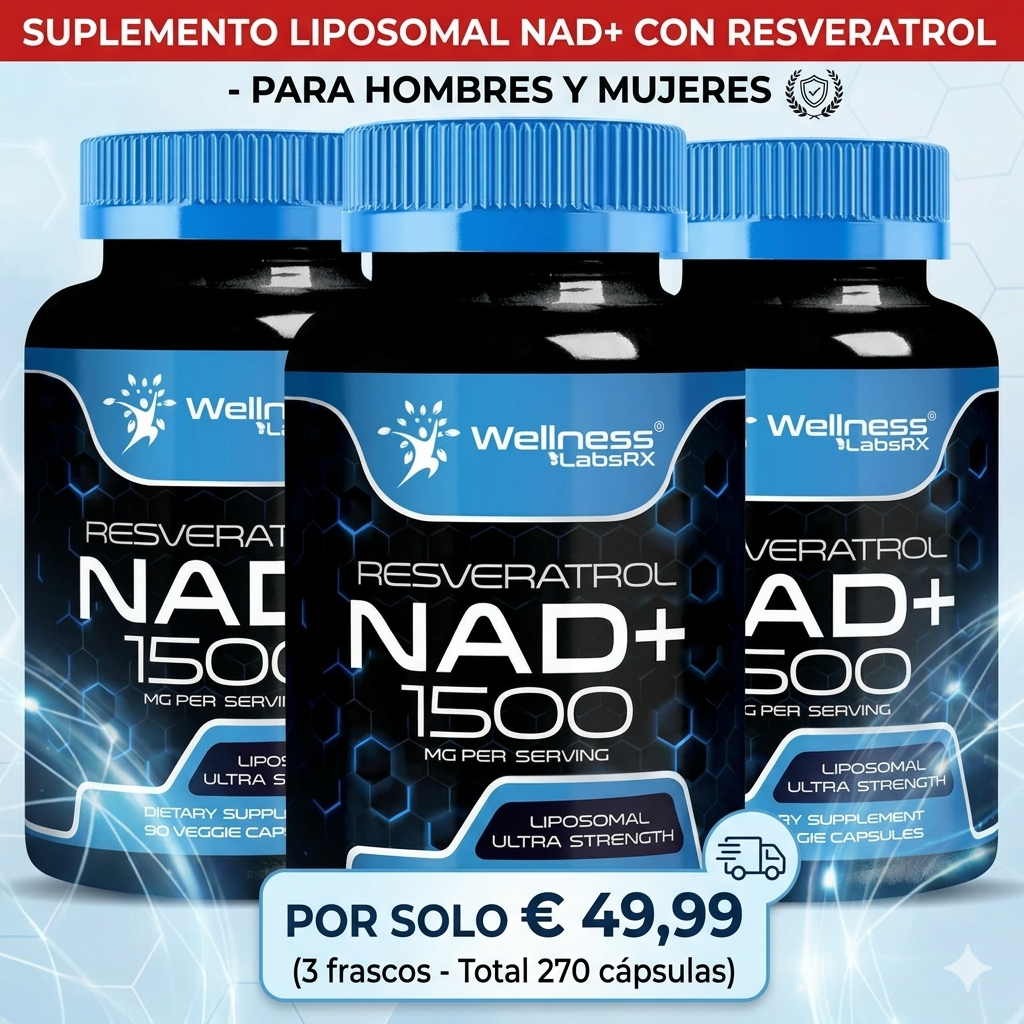 Suplemento liposomal NAD+ con Resveratrol-90 cápsulas para mujeres y hombres - 3 frascos