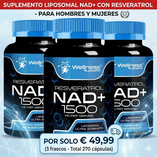 Suplemento liposomal NAD+ con Resveratrol-90 cápsulas para mujeres y hombres - 3 frascos