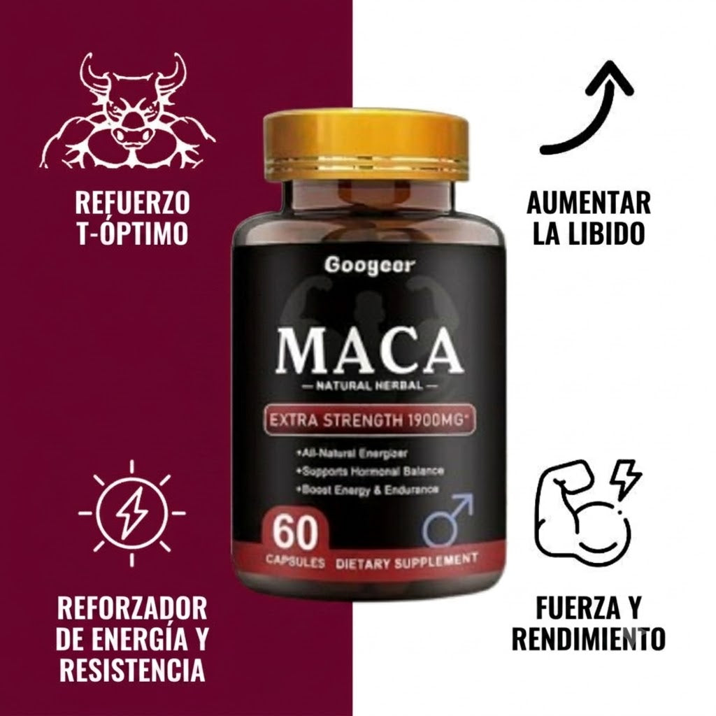 Suplemento de Maca 1900 mg Extra Fuerte - 60 Cápsulas